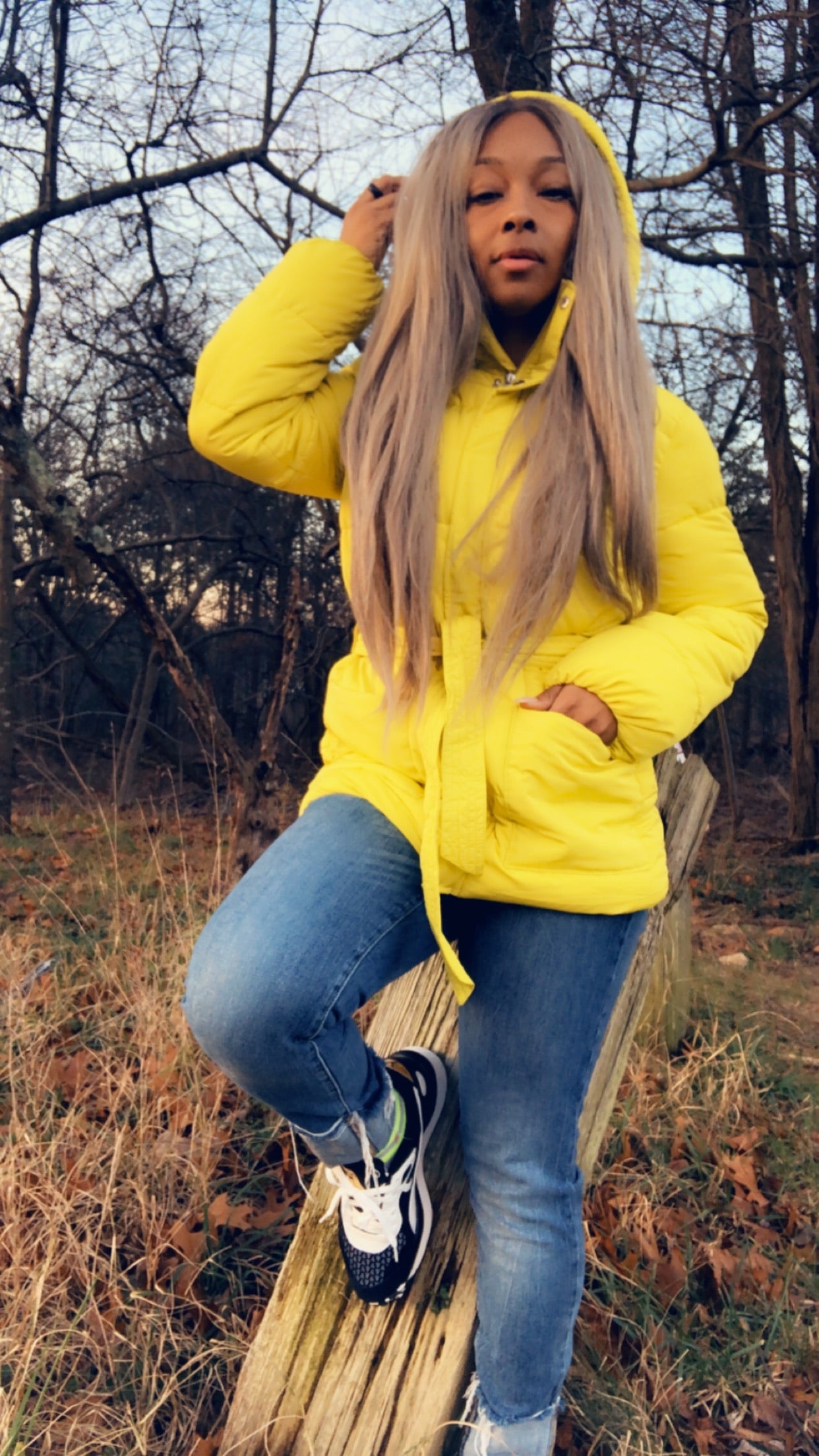 Bright yellow puffer jacket online