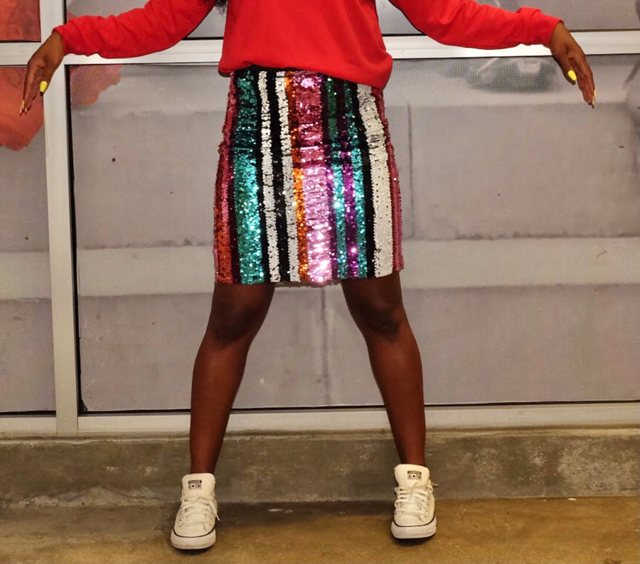 Nova Multi-colored Sequin Mini Skirt